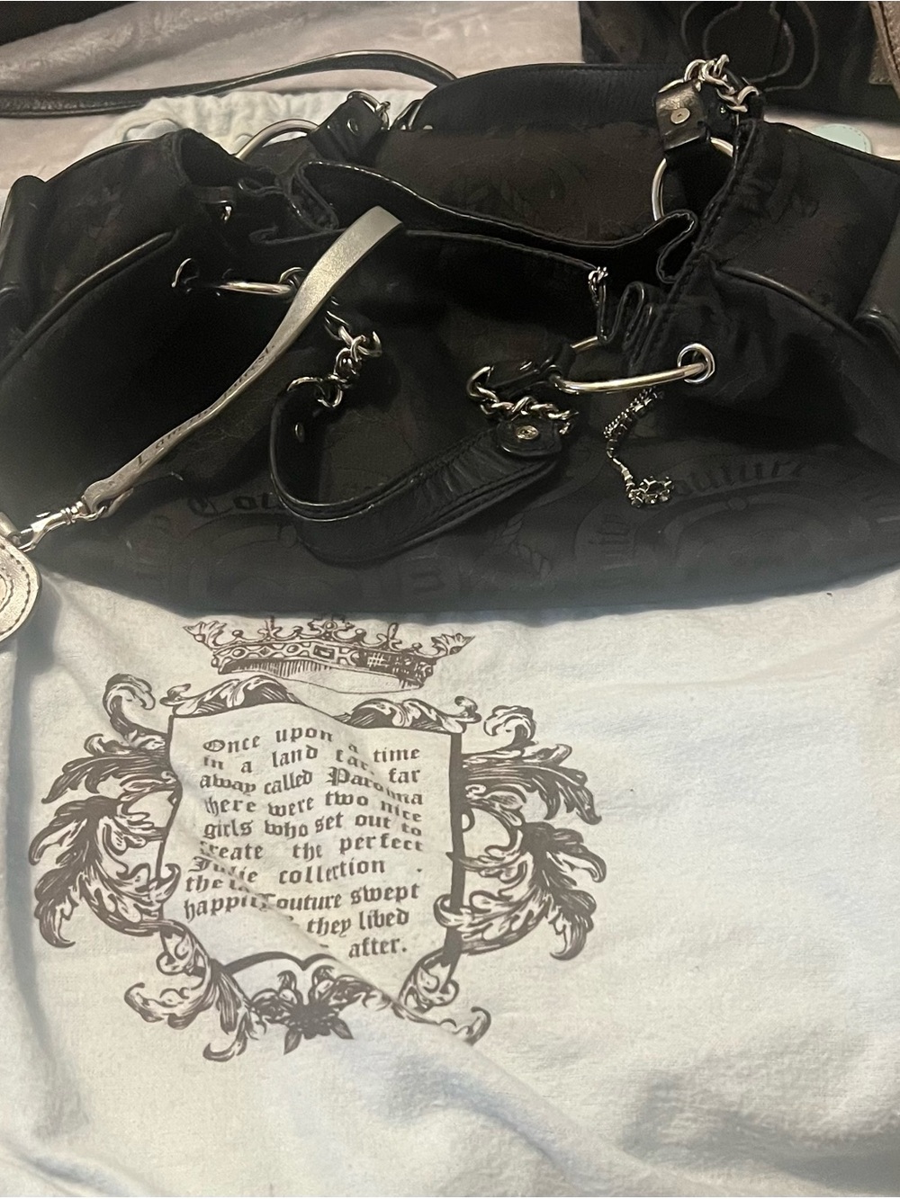 Juicy Couture Black Shoulder Bag with Silver Hardware